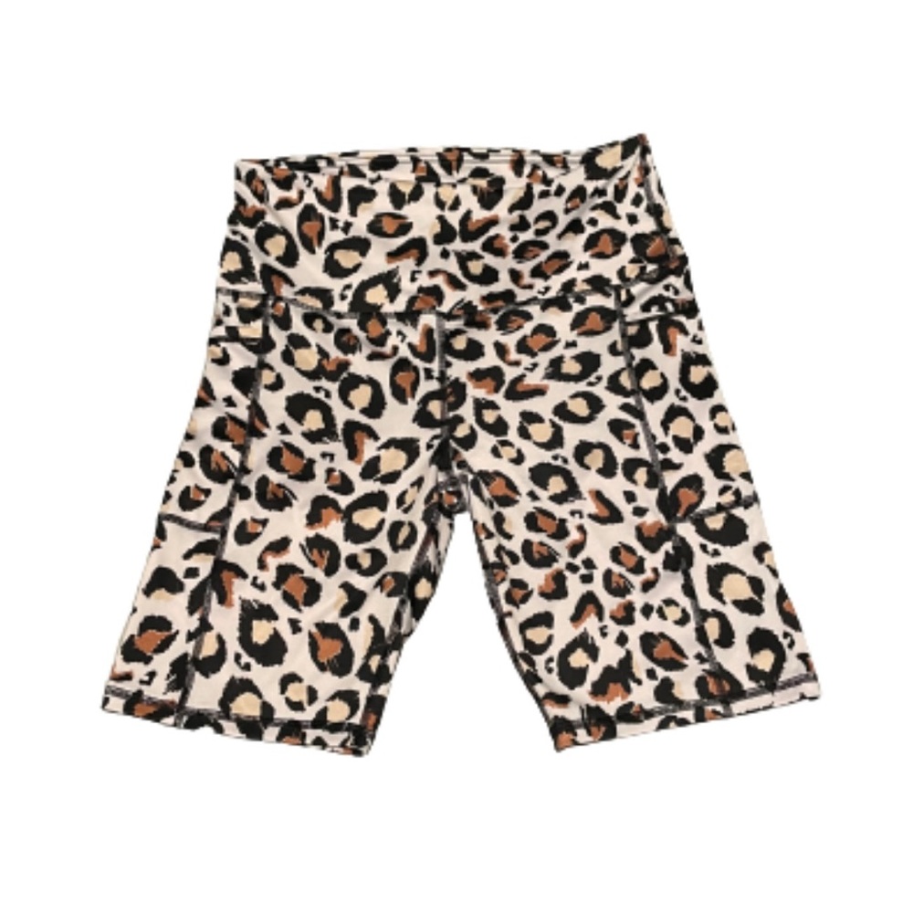 Adrienne Vittadini Leopard Print Biker Shorts